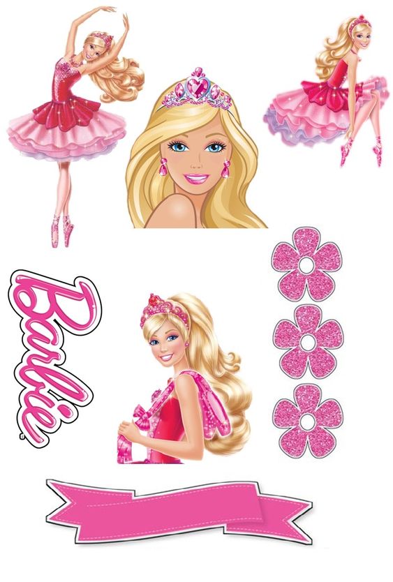 Topo de Bolo Barbie PNG Para Imprimir